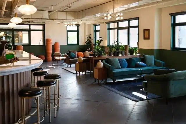 colorfoul coworking space with sofas and cushions
